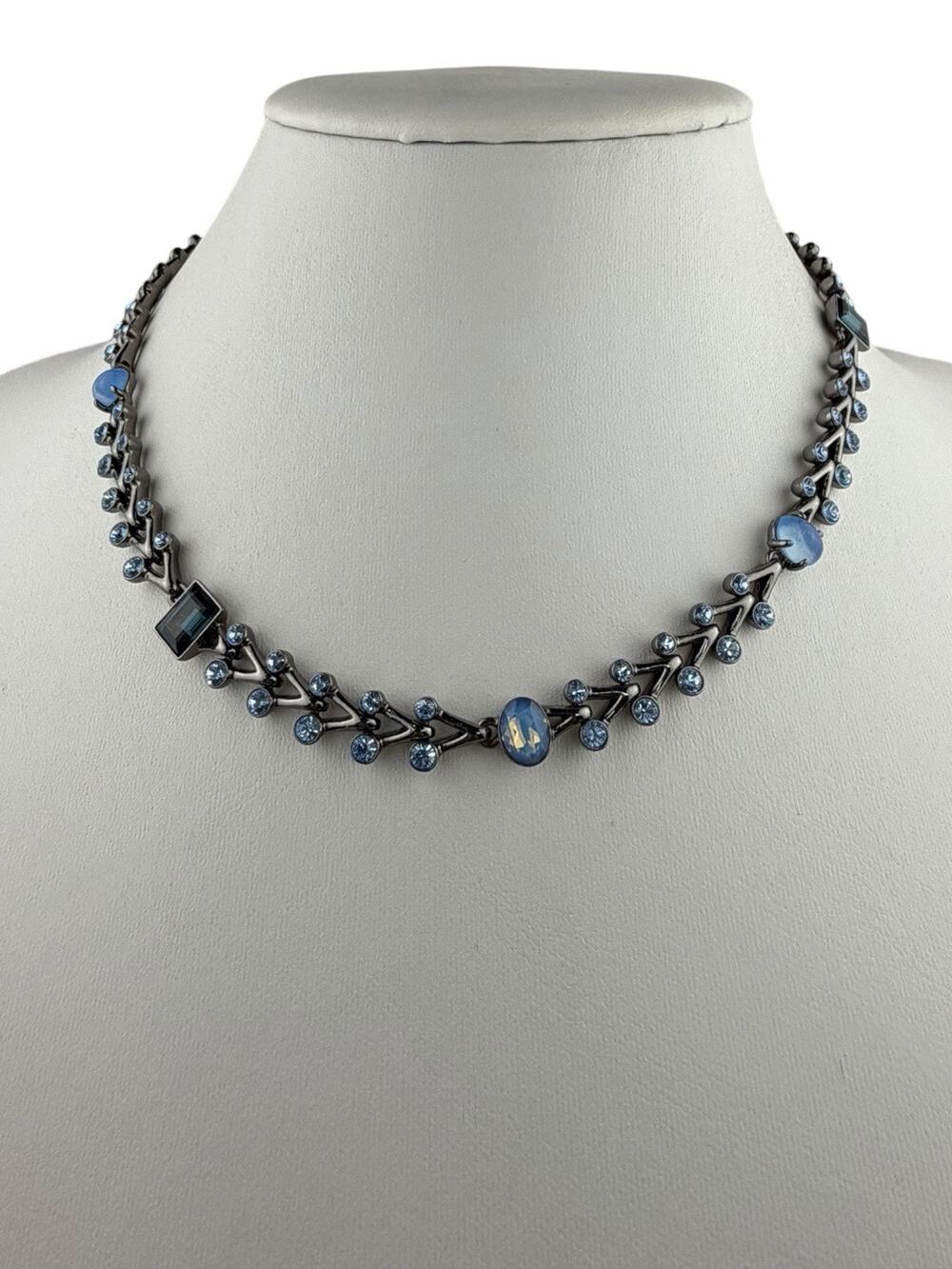 Givenchy Modern Necklace Hook Clasp 16-18" Blue Rhinestones